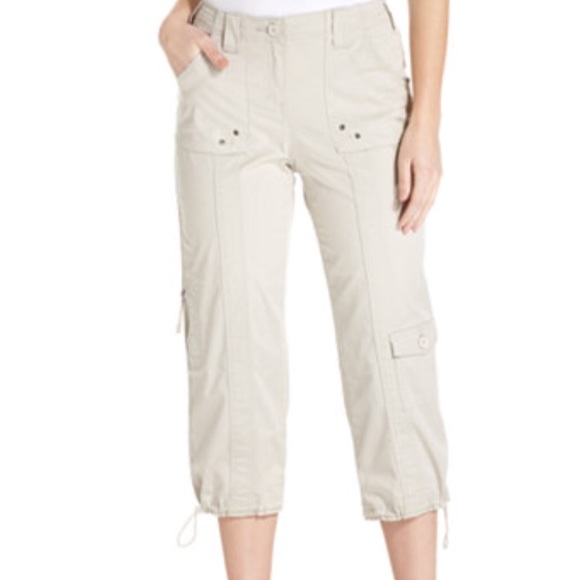 khaki cargo capri pants